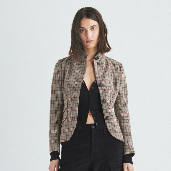 Rag & Bone Slade Plaid Italian Cotton Blazer NWT size 12 - Picture 1 of 15